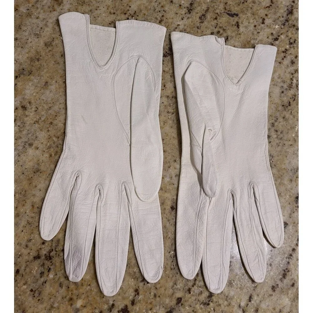 Vintage Size S White Kid Leather Formal 8.5